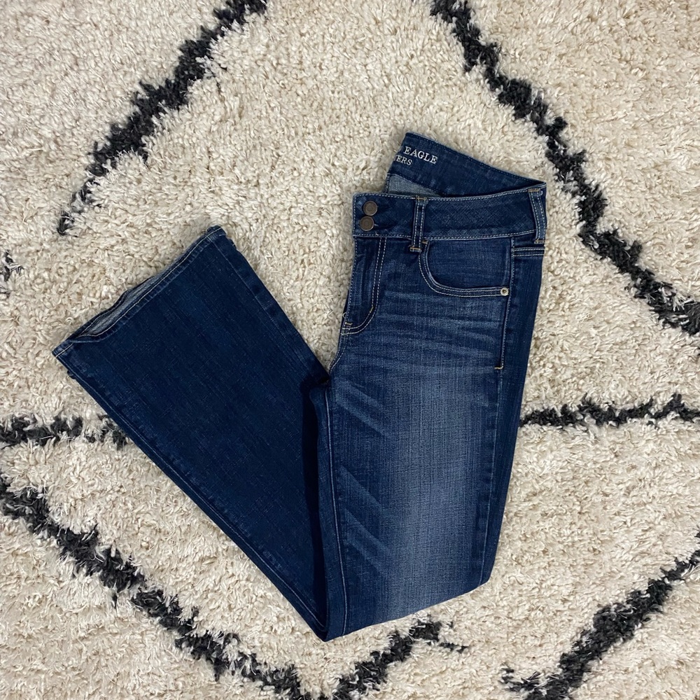 American Eagle y2k dark Wash double button stretch Artist Jeans 10r
